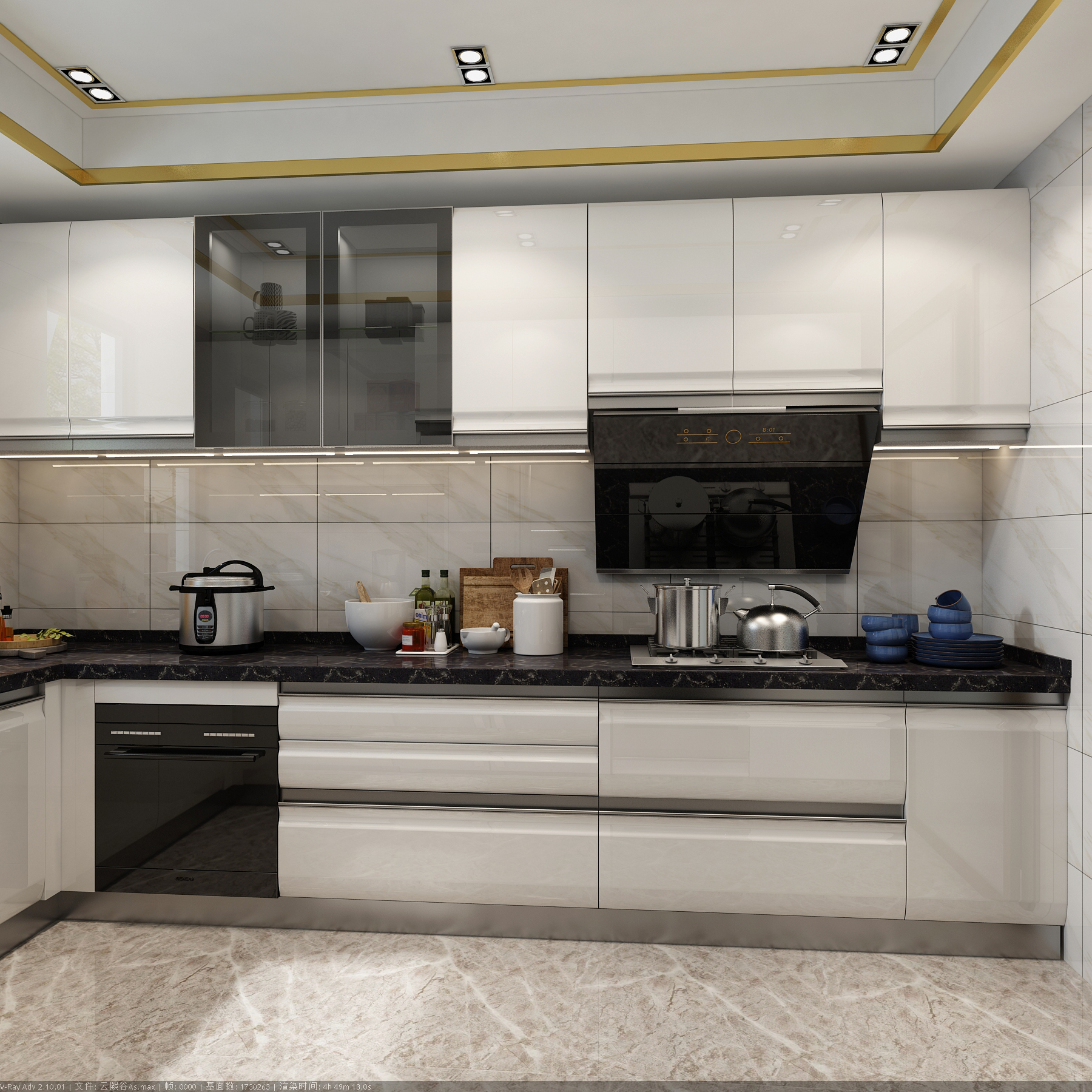 厨房白色橱柜效果图 – 设计本装修效果图